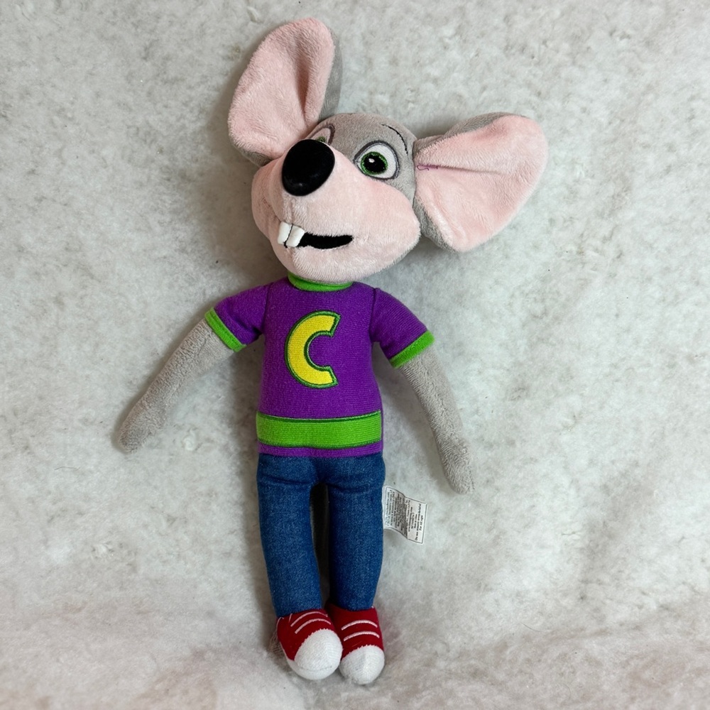 Chuck E Cheese 2013‎ Plush Mascot Mouse Stuffed with Purple and Green Tshirt